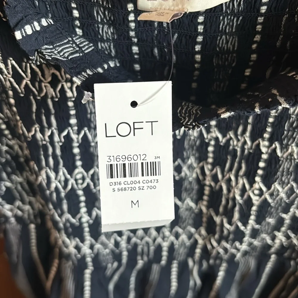 LOFT Smocked Pocket Romper- NAVY STRIPED